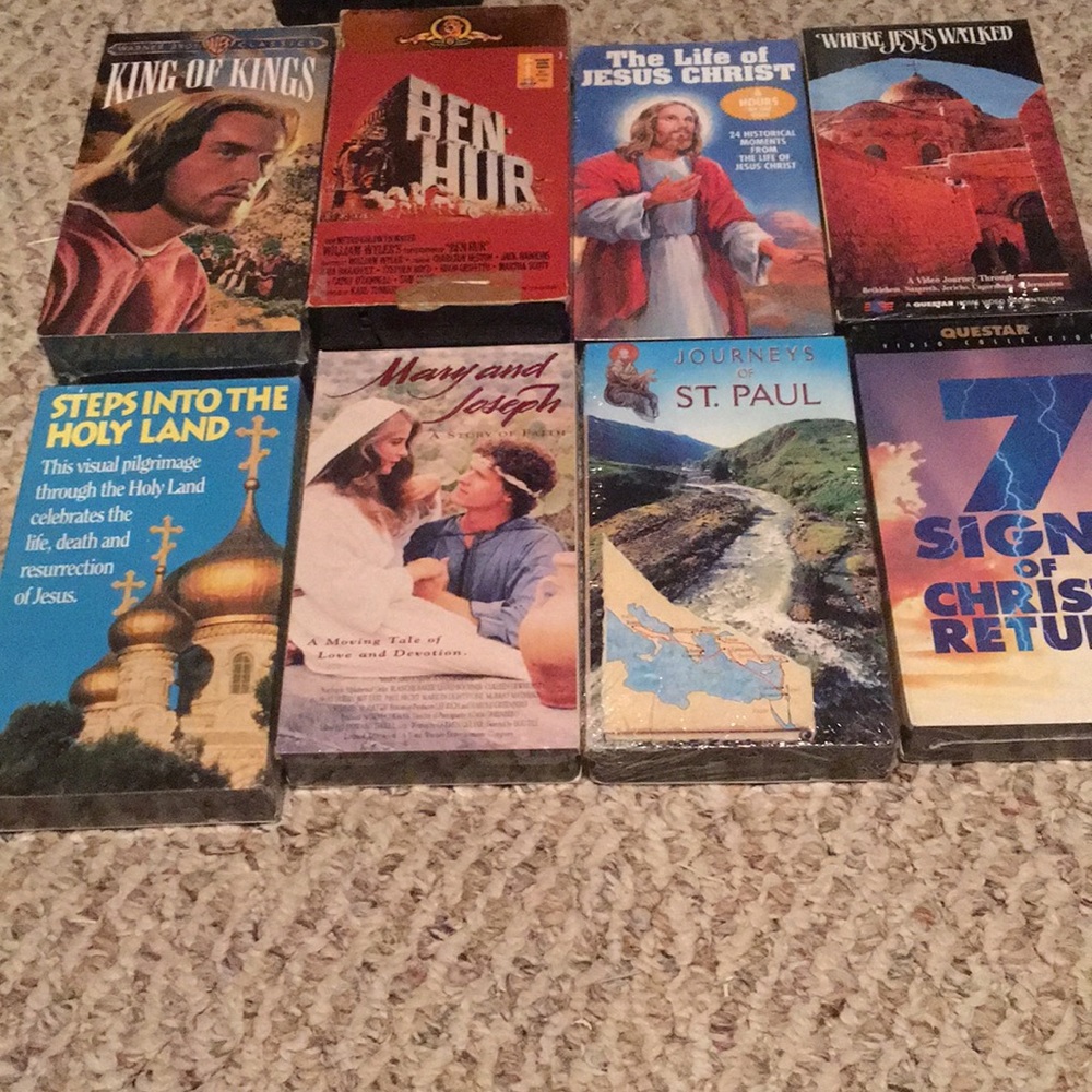 NWT and vintage religious VHS, all sealed except one